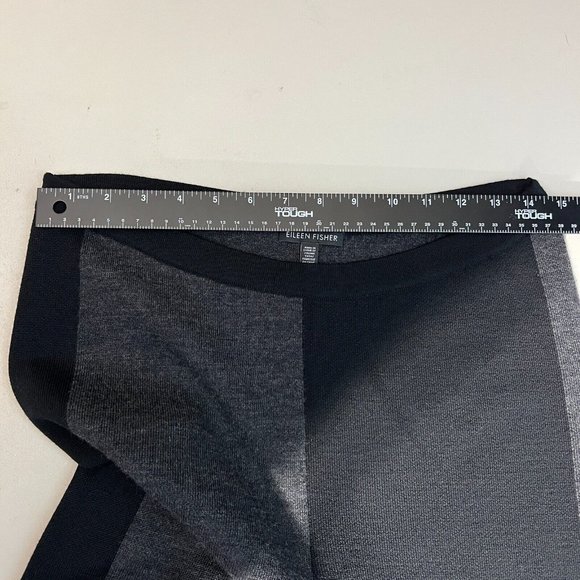 Eileen Fisher Pant Women Small Black Gray Merino Wool Colorblock Pull On Legging - Picture 8 of 13